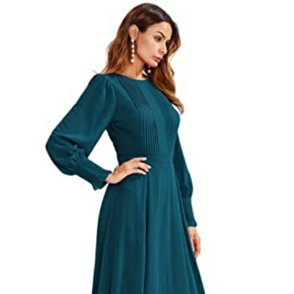 Long sleeve midi dress.